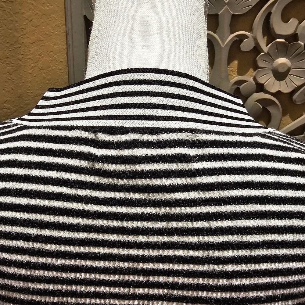Threaded Leaf Striped Bow Sweater M Cropped Feminine Coquette Parisian Knit Twee - Picture 14 of 15